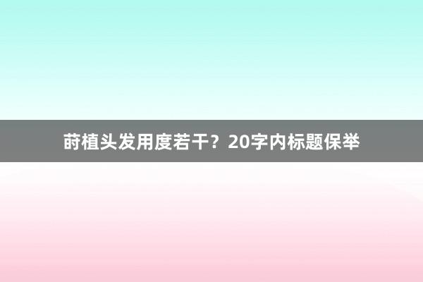 莳植头发用度若干？20字内标题保举